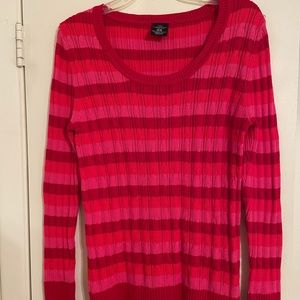 Pink and red striped sweater. 100% organic cotton, size XL. New without tags.